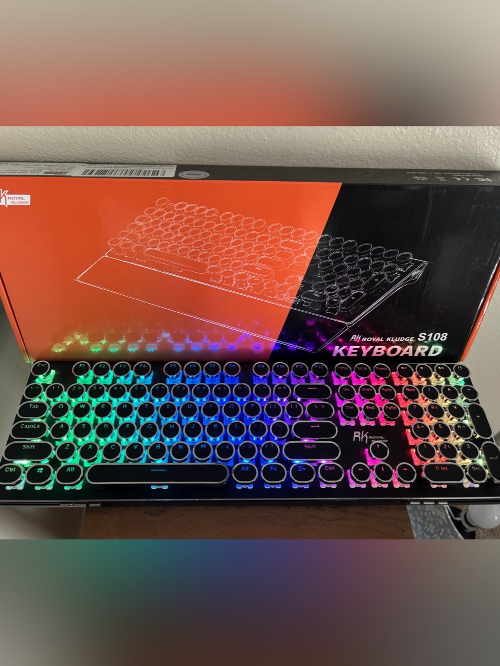 RK ROYAL KLUDGE S108 Retro Typewriter Keyboard Mechanical Gaming Keyboard Wired
